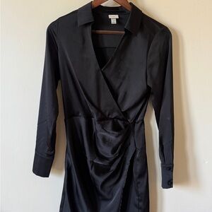 a new day Black Long Sleeve Wrap Dress